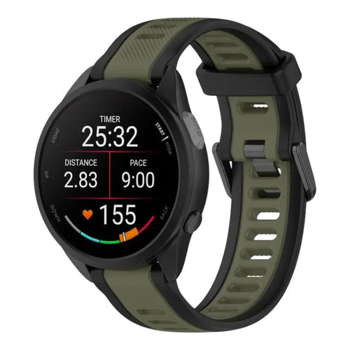 black-green-garmin-instinct-e-(40mm)-watch-straps-nz-dual-colour-silicone-watch-bands-aus