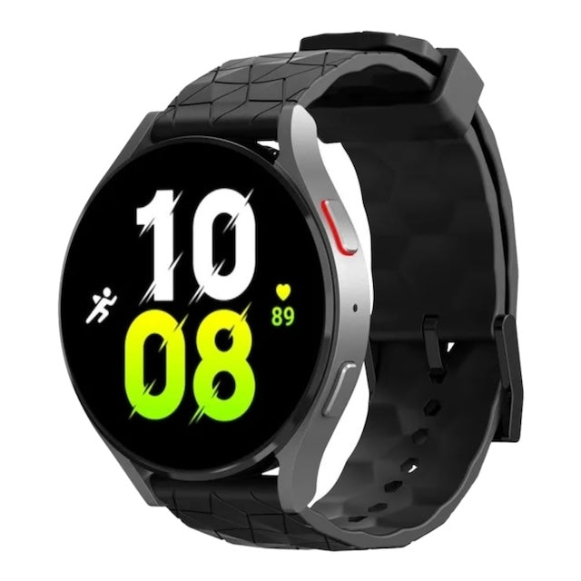 black-hex-pattern-asus-zenwatch-2-(1.45")-watch-straps-nz-silicone-football-pattern-watch-bands-aus